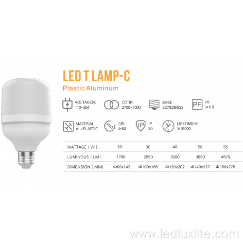 aluminum in plastic led bulb light 40w